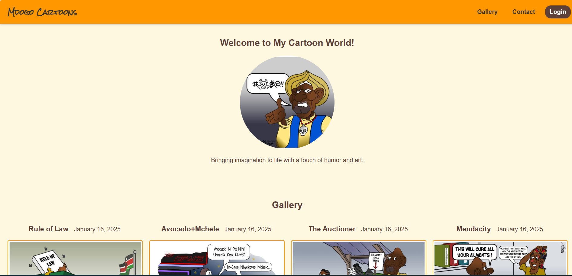 Cartoonist Portfolio Website by Wambugu Moses